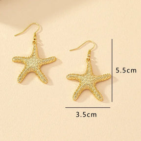 Brincos vintage com concha estrela do mar para mulheres