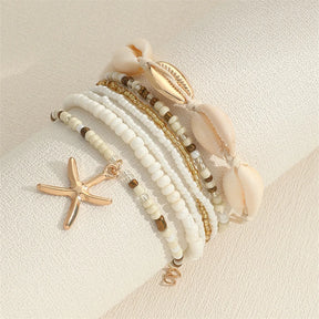 Conjunto de pulseira pingente Starfish empilhável