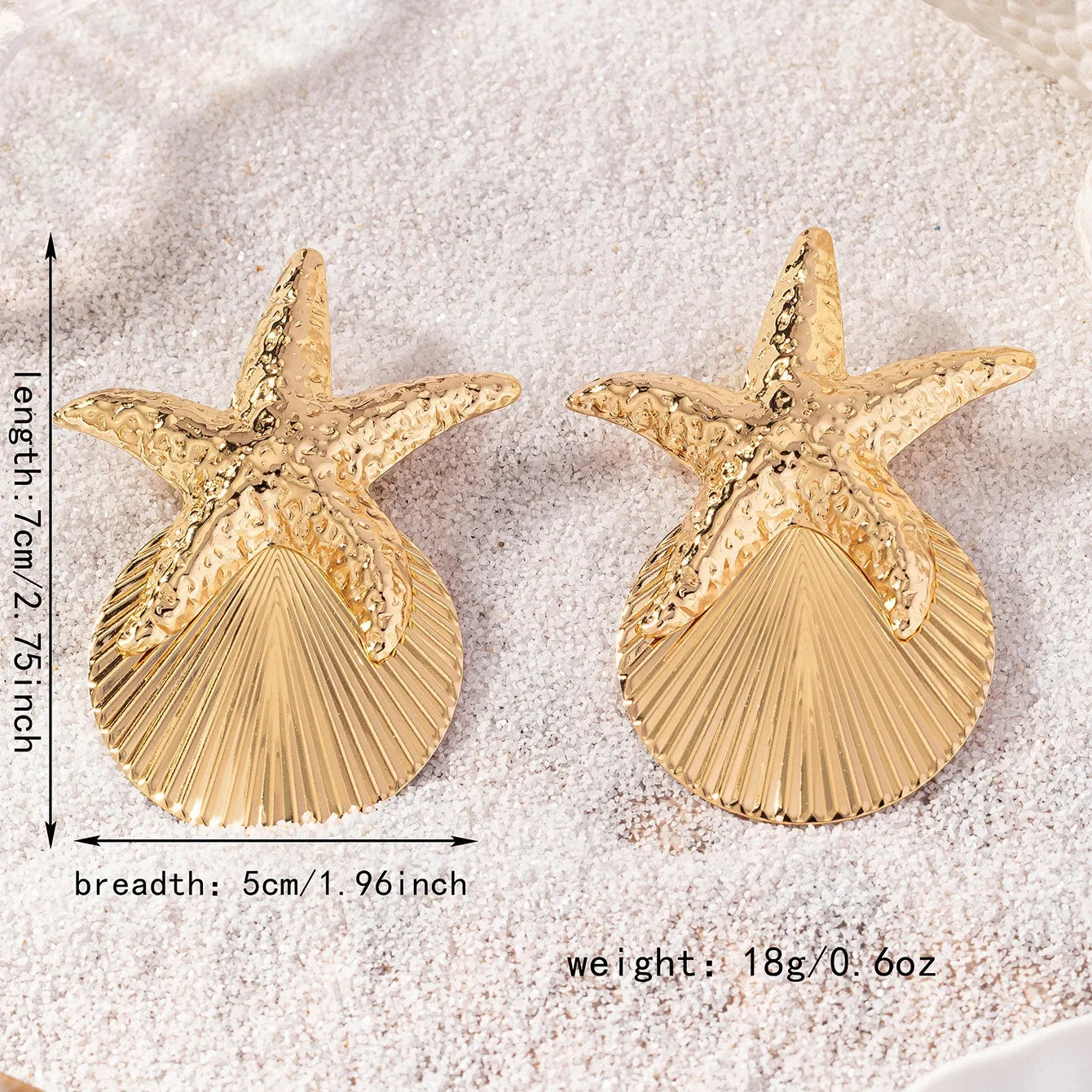 Brincos vintage com concha estrela do mar para mulheres