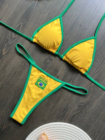 brasil bandeira contraste split bikini