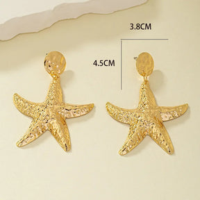 Brincos vintage com concha estrela do mar para mulheres