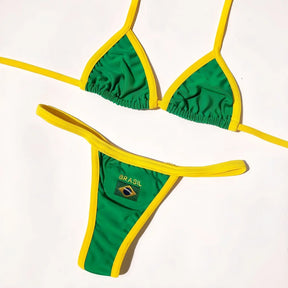 brasil bandeira contraste split bikini